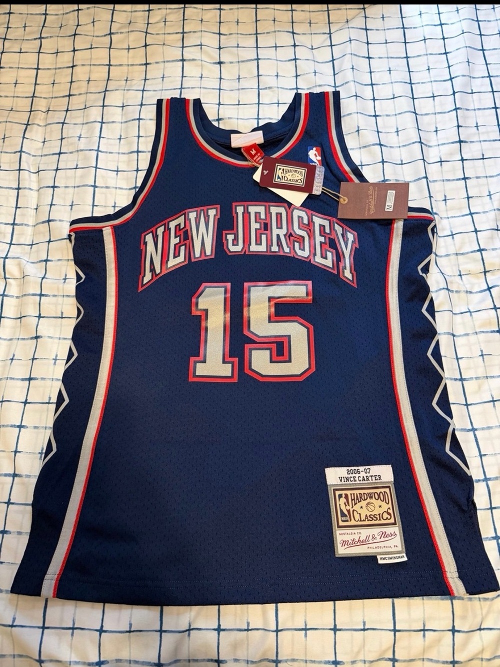 Vince Carter Mitchell & Ness Navy New Jersey #15 Hardwood Classics Jersey
